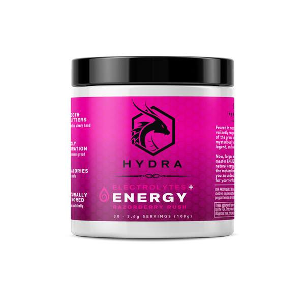 NEW***HYDRA: ENERGY + Electrolytes Drink Mix, Razorberry Rush, 30 servings