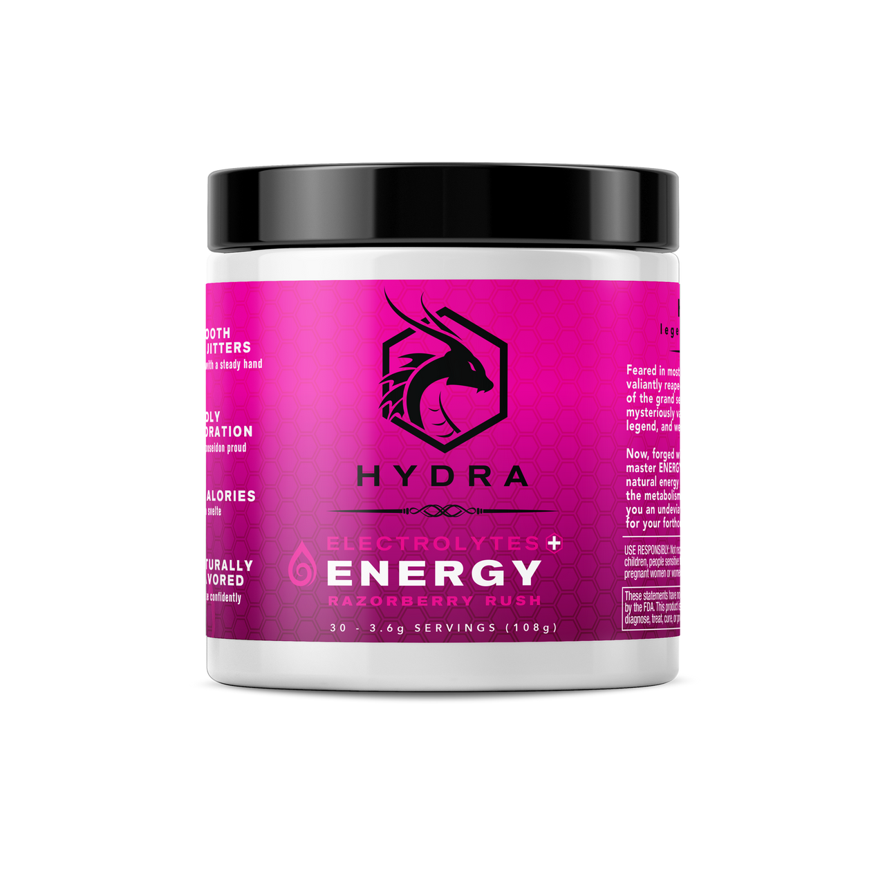 NEW***HYDRA: ENERGY + Electrolytes Drink Mix, Razorberry Rush, 30 servings