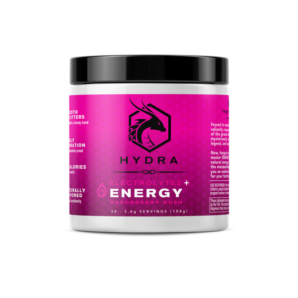 NEW**HYDRA: ENERGY + Electrolytes Drink Mix, Razorberry Rush, 30 servings